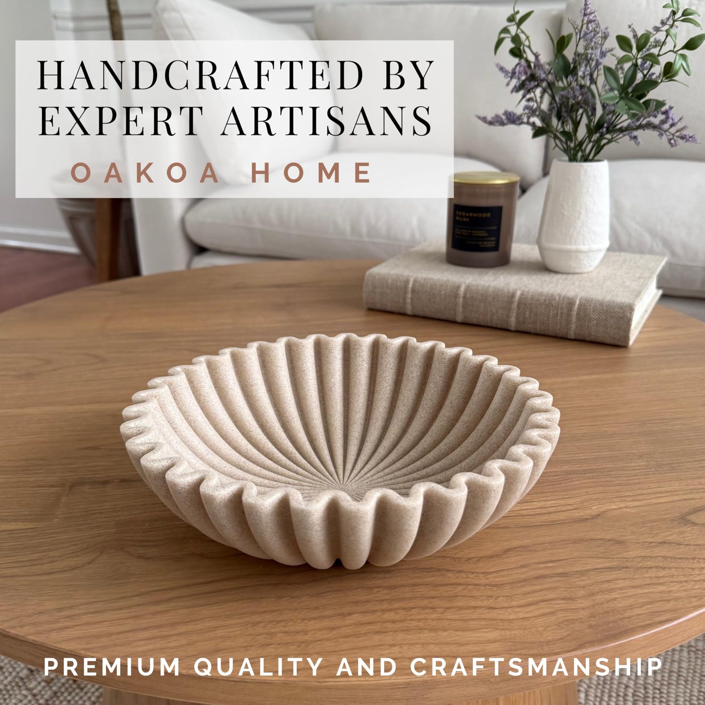 Fluted Decorative Bowl - Beige