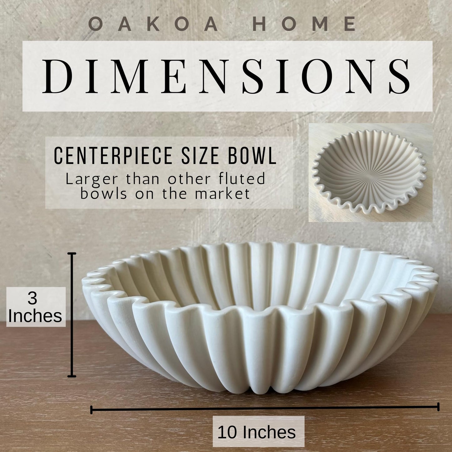 Concrete Fluted Decorative Bowl - Gray