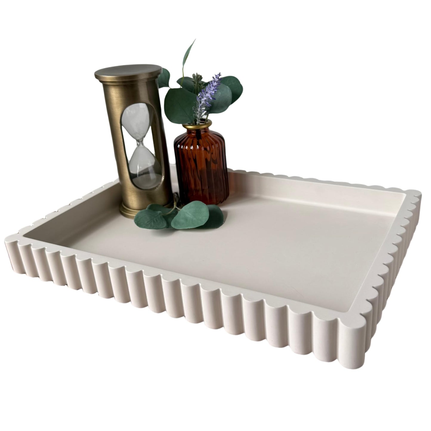 Concrete Fluted Rectangular Decorative Tray