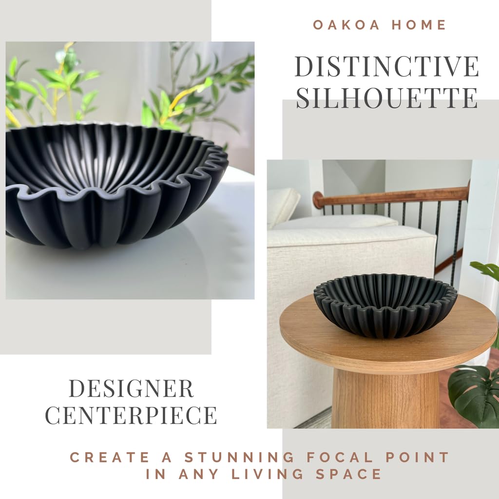 Concrete Fluted Decorative Bowl - Black