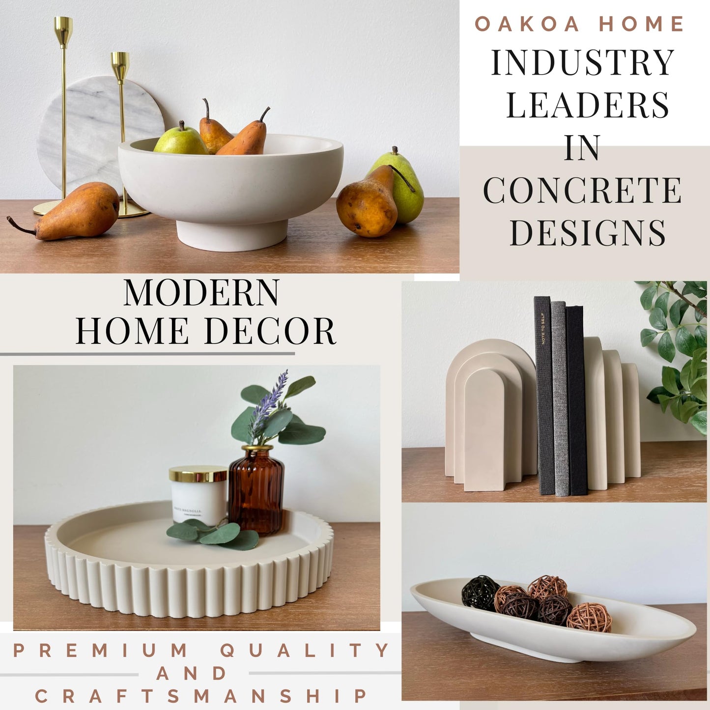 Concrete Decorative Fruit Bowl - Gray