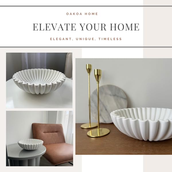 Concrete Fluted Decorative Bowl - White
