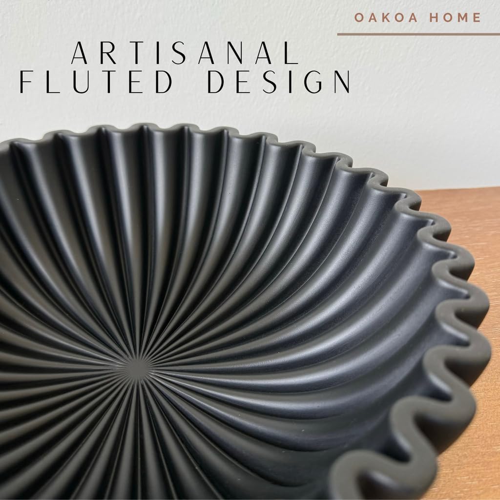 Concrete Fluted Decorative Bowl - Black