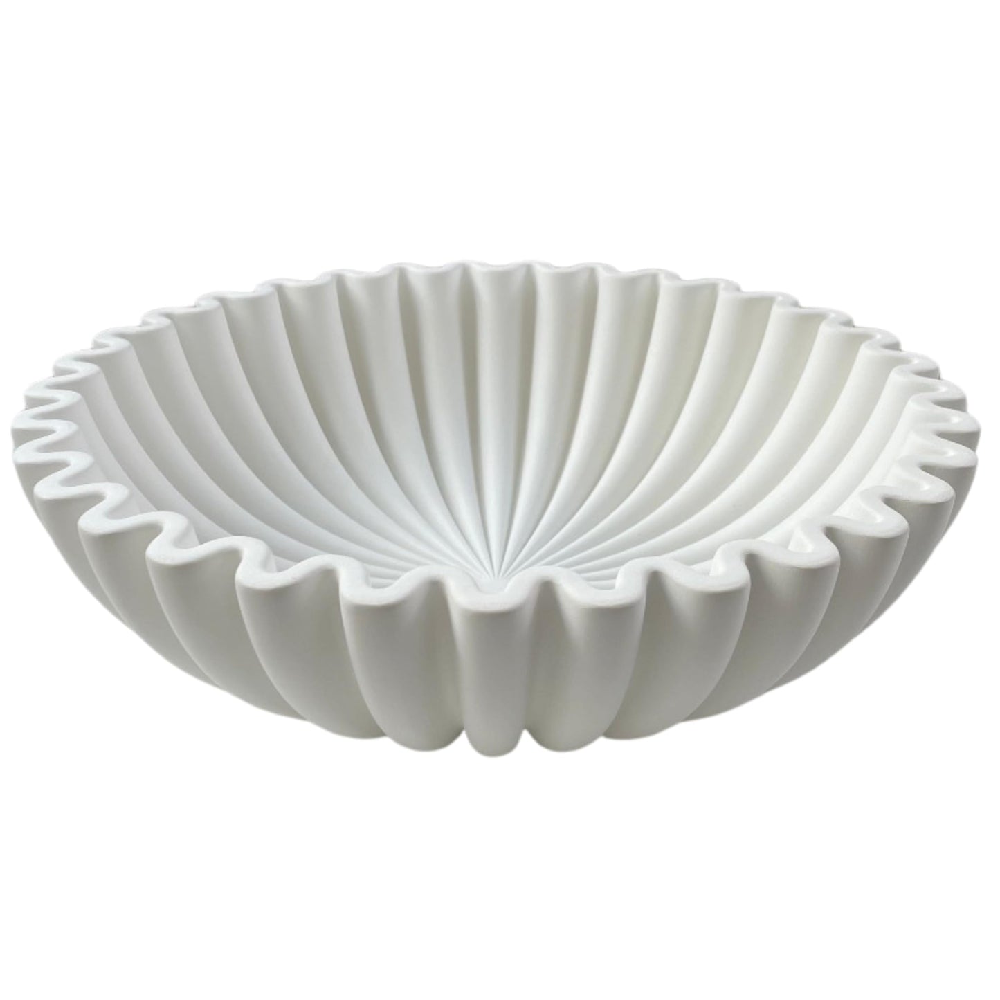 Concrete Fluted Decorative Bowl - White