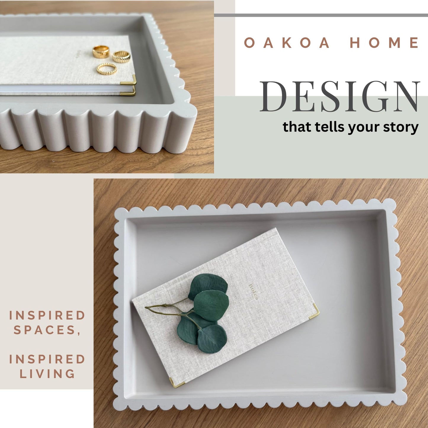 Concrete Fluted Rectangular Decorative Tray