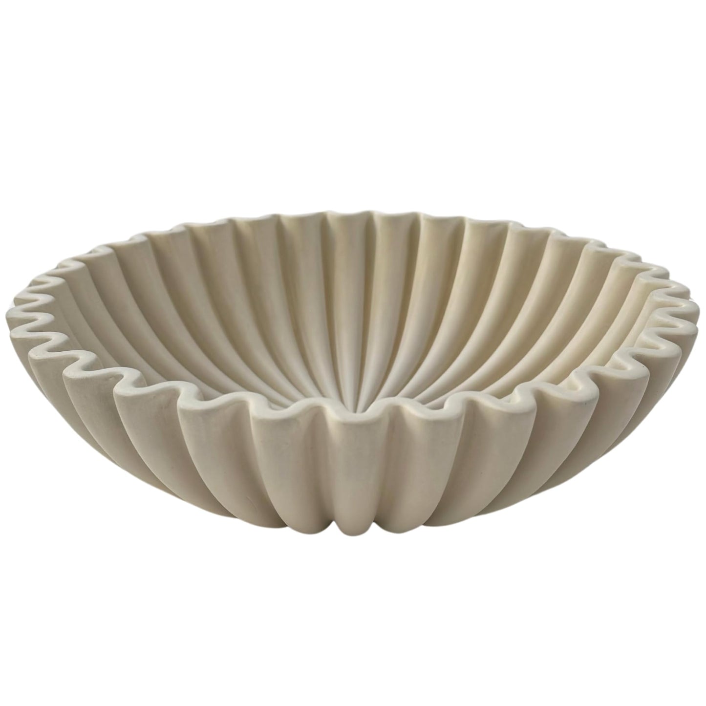 Concrete Fluted Decorative Bowl - Gray