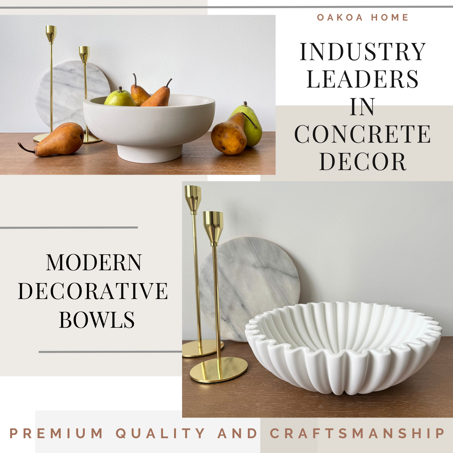 Concrete Fluted Decorative Bowl - White