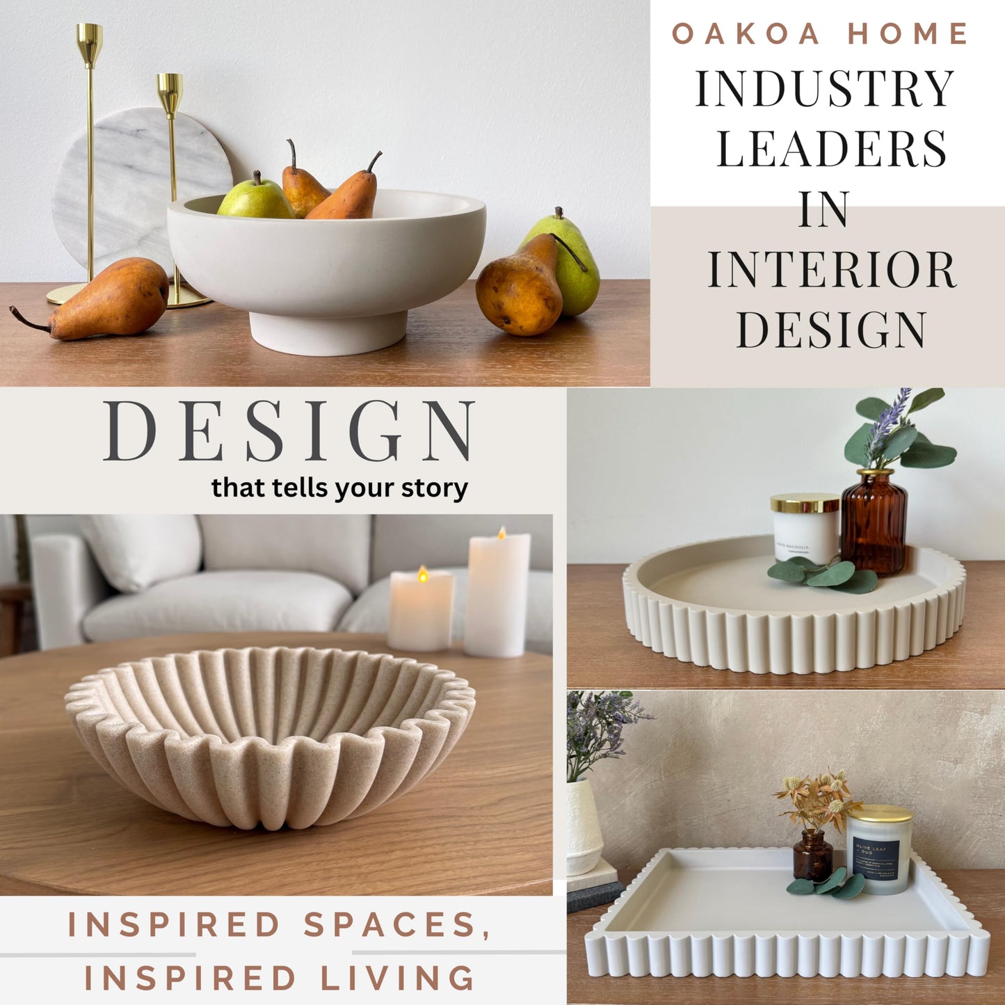 Fluted Decorative Bowl - Beige