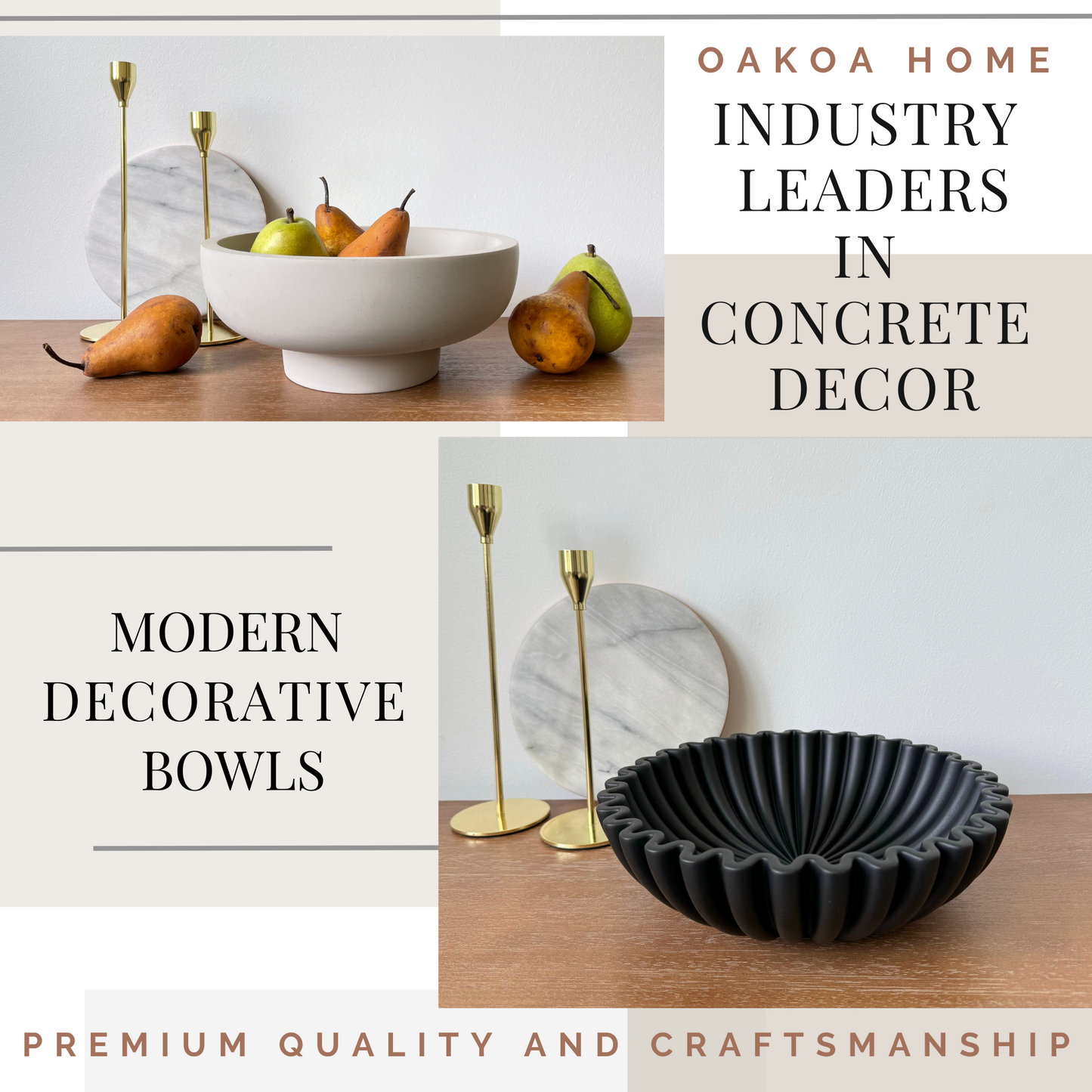 Concrete Fluted Decorative Bowl - Black