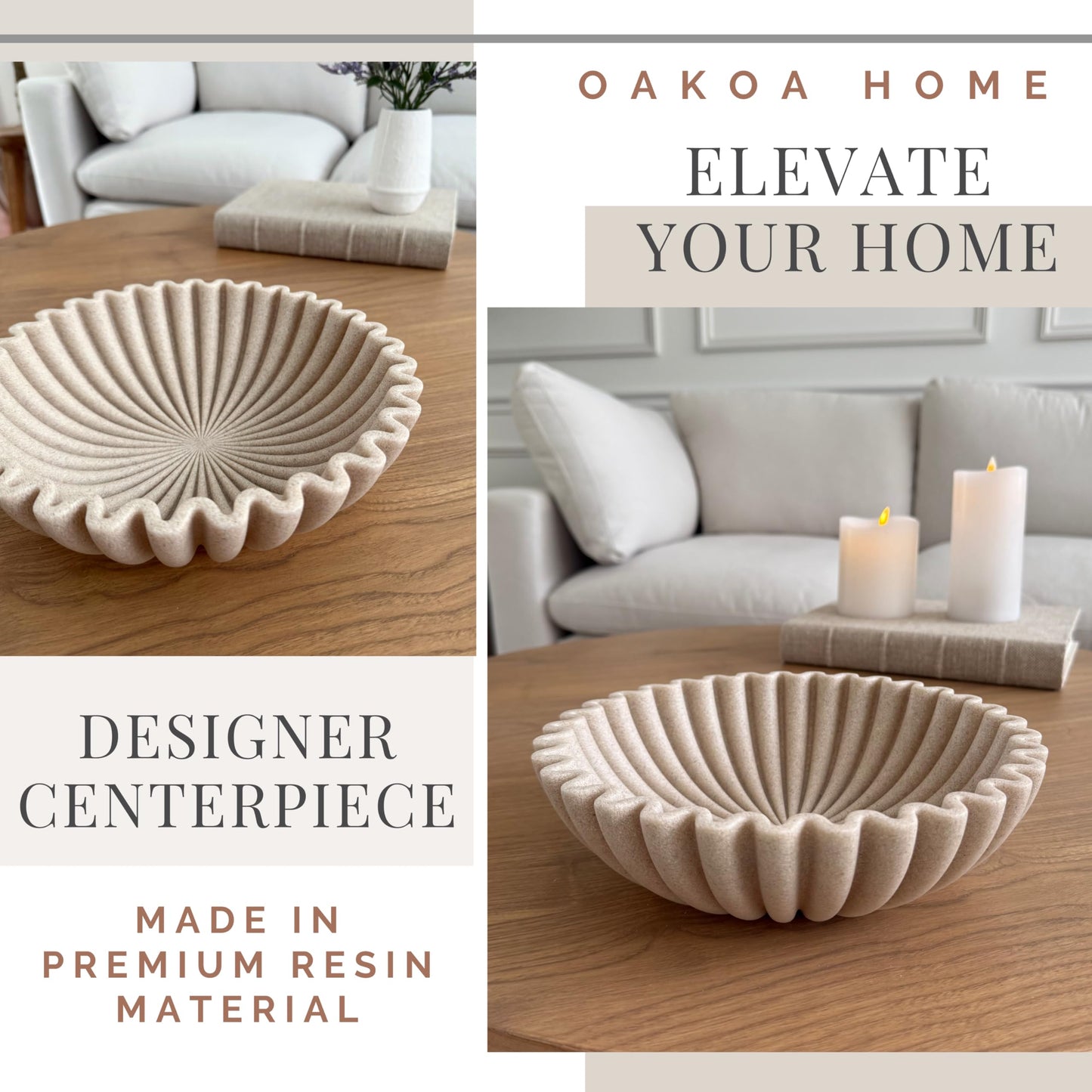 Fluted Decorative Bowl - Beige