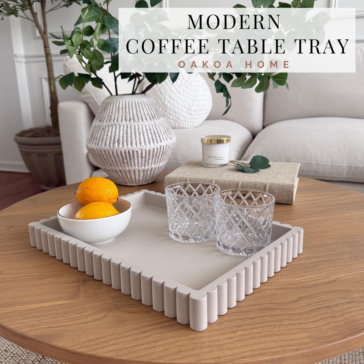 Concrete Fluted Rectangular Decorative Tray