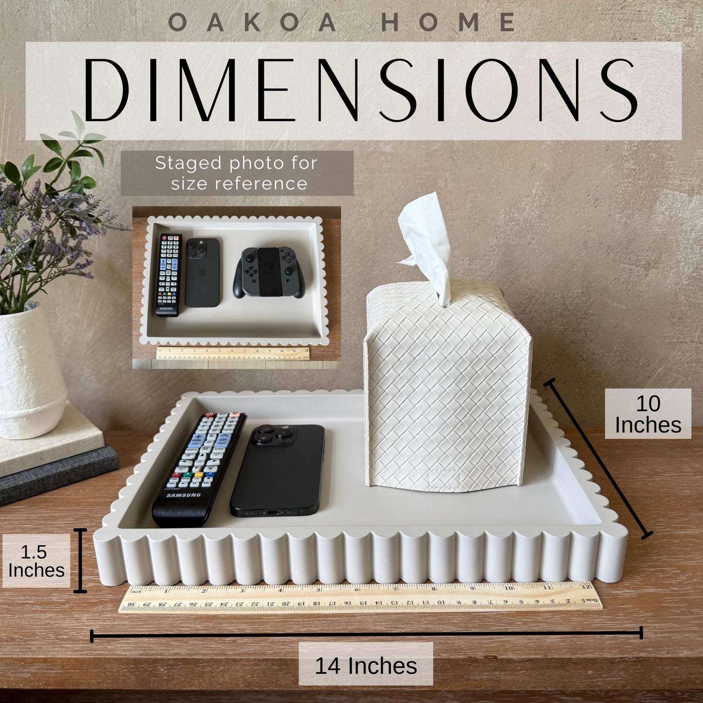 Concrete Fluted Rectangular Decorative Tray