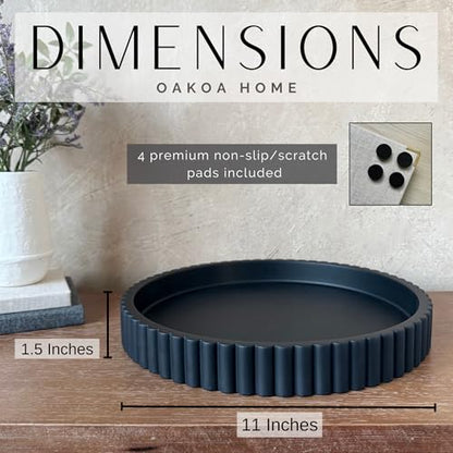 Concrete Round Fluted Tray - Black