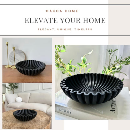 Concrete Fluted Decorative Bowl - Black