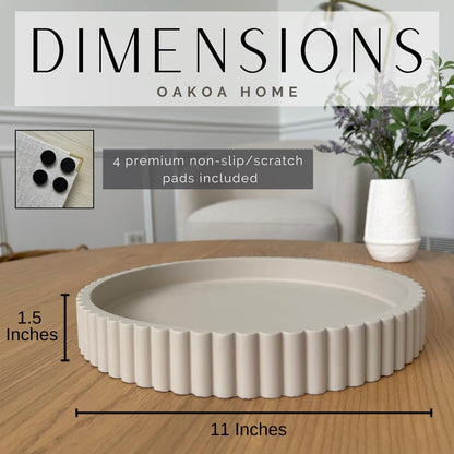 Concrete Fluted Round Tray - Gray