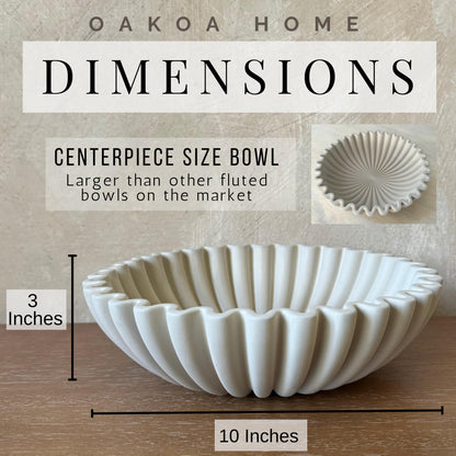 Concrete Fluted Decorative Bowl - Gray