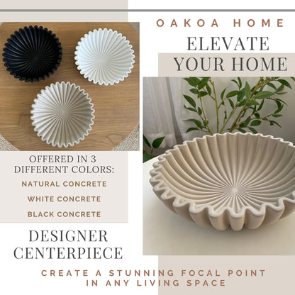 Concrete Fluted Decorative Bowl - Gray
