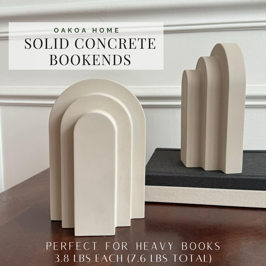 Concrete Bookends – Modern Minimalist Desk and Shelf Decor
