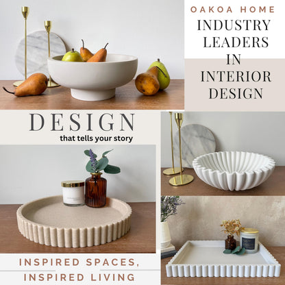 Fluted Round Tray - Beige