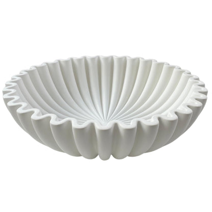 Concrete Fluted Decorative Bowl - White