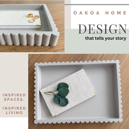 Concrete Fluted Rectangular Decorative Tray