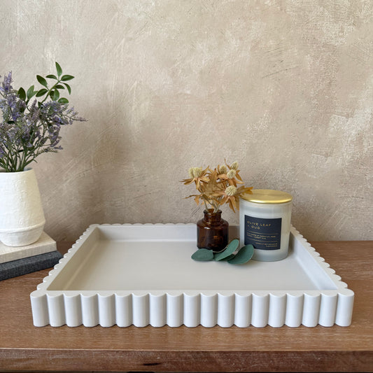 Concrete Fluted Rectangular Decorative Tray