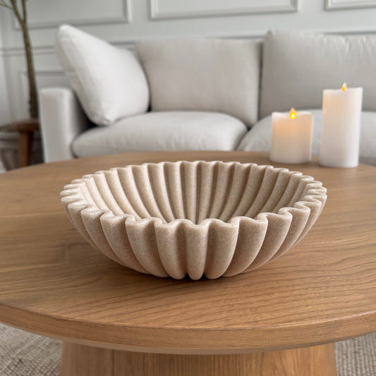 Fluted Decorative Bowl - Beige