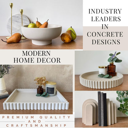 Concrete Fluted Rectangular Decorative Tray