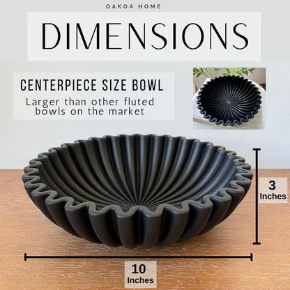 Concrete Fluted Decorative Bowl - Black