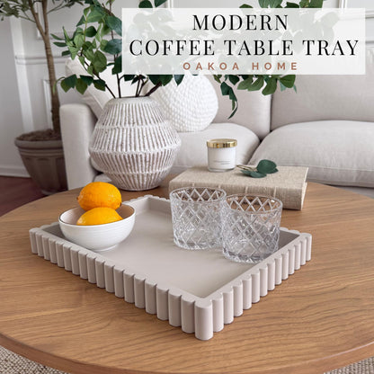 Concrete Fluted Rectangular Decorative Tray